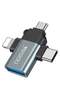 3-in-1 USB-C to Micro 8-Pin OTG Adapter Mobile Phone to USB 3.0 for IP for Computer Use