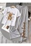 Unisex Pure Love Bear Printed Oversize Tshirt and Baggy Sweatpants - Summer Two-Piece Tracksuit Set - 2