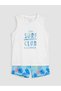 White Printed Boys' Swimsuit Set