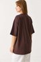 Women's stone detailed bicycle collar oversize t-shirt brown - 4