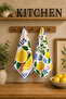 Sunshine Citrus Lemon and Blue Floral Summer Patterned Decorative Stylish 2-Piece Kitchen Towel Set 35X55 - 4