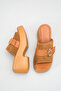 Belavisa Cinnamon Suede Women's Daily Genuine Leather Thick Band Buckle Belted Platform Wedge Heel Slippers - 3