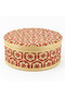 Handwoven Round Bamboo Rattan Storage Box with Lid | Geometric Patterned Decorative Basket | 25 cm