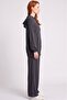 Women's Gray Zippered and Hooded Comfortable Daily Cupra Set - 2