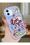 iPhone 12 Compatible Case Camera Protector Blue Silicone Couple Phone Case Floral Pattern