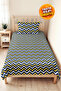 Navy Blue Geometric Zigzag Young Room Single Pique Set - Yellow 160X220 cm Quilted Bedspread