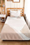 Beige Geometric Youth Room Single Pique Set - Modern Ecru 160X220 cm Quilted Bedspread - 2