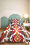 Bohemian Geometric Young Room Single Pique Set - Ethnic Orange 160X220 cm Quilted Bedspread - 4