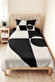 Black Geometric Modern Single Duvet Set - White Minimal 160X220 cm Seasonal Bedspread - 6