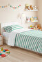 Striped Mint Green Young Room Single Pique Set-Modern White 160X220 cm Quilted Bedspread - 4