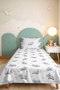 Gray Koala Children's Room Single Pique Set - Pastel Floral White 160X220Cm Quilted Bedspread - 6