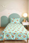 Cute Monkey Blue Children's Room Single Pique Set - Pastel Turquoise 160X220 cm Bedspread - 8