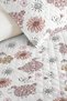 Lamb and Flowers Young Girl Pique Set - Linear Pink Ecru Children's Room Bedspread - 160X220 cm - 3