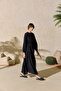 Black Modal Dress with Gathered Detail