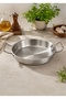 Double Handle Silver Stainless Steel Round Presentation and Cooking Pan 22 cm