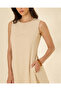 Women Beige Sleeveless Midi Dress - 2