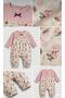 Baby Girl Floral Patterned Jumpsuit – Long Sleeve Jumpsuit with Muslin Bottom & Knit Top Detail-5162 - 2