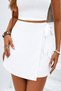 Women's Linen Look High Waist Short Skirt with Tie Detail