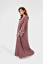 Aya 2-in-1 Buttoned Open Abaya with Hand-Embroidered Floral Design & Matching Hijab - 7