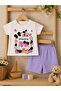 Strawberry Kitten Patterned Baby Girl Top and Bottom Summer Set - 6