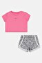 Toddlers Girl 2 Pieces Embroidered Logo Top With Shorts Set, Multicolor - 2