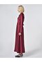 Belt Detailed Satin Dress Burgundy - 3