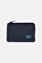 Men Brand Logo Leather Card Holder, Navy