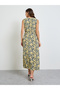 Yellow Floral Print Sleeveless Midi Dress - 5