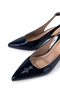 Women's Genuine Leather Navy Blue Heeled Shoes - 3