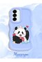 Samsung Galaxy A56 Compatible Case Camera Protector Blue Silicone Couple Phone Case Panda Pattern - 2
