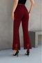 Women's High Waist Laser Floral Cut Detailed Wide Leg Imported Crepe Trousers - 5