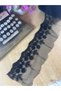 Black Floral Embroidered Tulle Lace Ribbon (1Mt) - 2