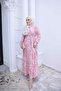Pink Half-Buttoned Layered Dress with Elastic Sleeves - 2