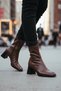 Brown Fleece Women's Heeled Boots 2615 Z - 2