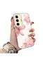 Samsung Galaxy S24 Fe Compatible Silicone Edge Hard Back Case Couple Phone Case with Floral Pattern