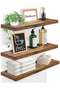 CozyNest Set of 4 brown Rustic Floating Wall Shelves with Metal Brackets, Wood Wall-Mounted Storage - 3