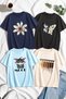 Unisex Mixed Print T-Shirt Set – 4-Pack Crew Neck Casual T-Shirts