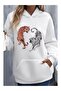 Women's Hooded Printed Relaxed Fit Sweatshirt