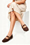 Nikol Women's Genuine Leather Ballerinas - Brown Suede - 5