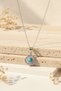 Turquoise Stone Detailed Sun Motif Gray Steel Necklace - 4