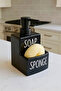 Black Soap and Sponge Porcelain Liquid Soap Dispenser and Sponge Holder