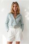 Women's Green Floral Scallop Detailed Shirt Gml-19001457 - 5