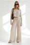 Women's Ecru Sequined Openwork Crop Knitwear Blouse Blz-19003423 - 2