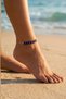 Women's Anklet Beaded Dorika Bulk Geometric Square Bead Detailed Double Row Rose Gold Chain Anklet