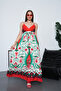 Full Length Strappy Double-Breasted Waist-Tied Viscose Dress - 3