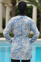 3-Piece Set Low-Shoulder Front Zipper Burkini with Elastic Back and Slits, Hijab Swimsuit D6 - 3