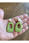 Geometric Style Green Acrylic Earrings - 3