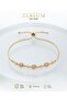 Women's Steel Elevator Bracelet Gold Color with Oval Pink Stone - 7