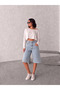 Ice Snow High Waist Full Fit Cropped Denim Jeans Shorts