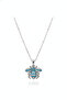 Gray Steel Necklace with Bee Figure and Turquoise Stone - 6